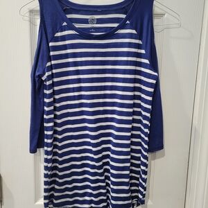 SO Blue and White Striped Long Sleeve Tee